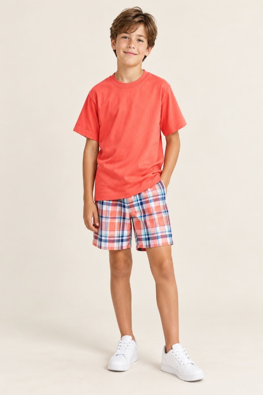 Orange Woven Check Shorts Pyjamas