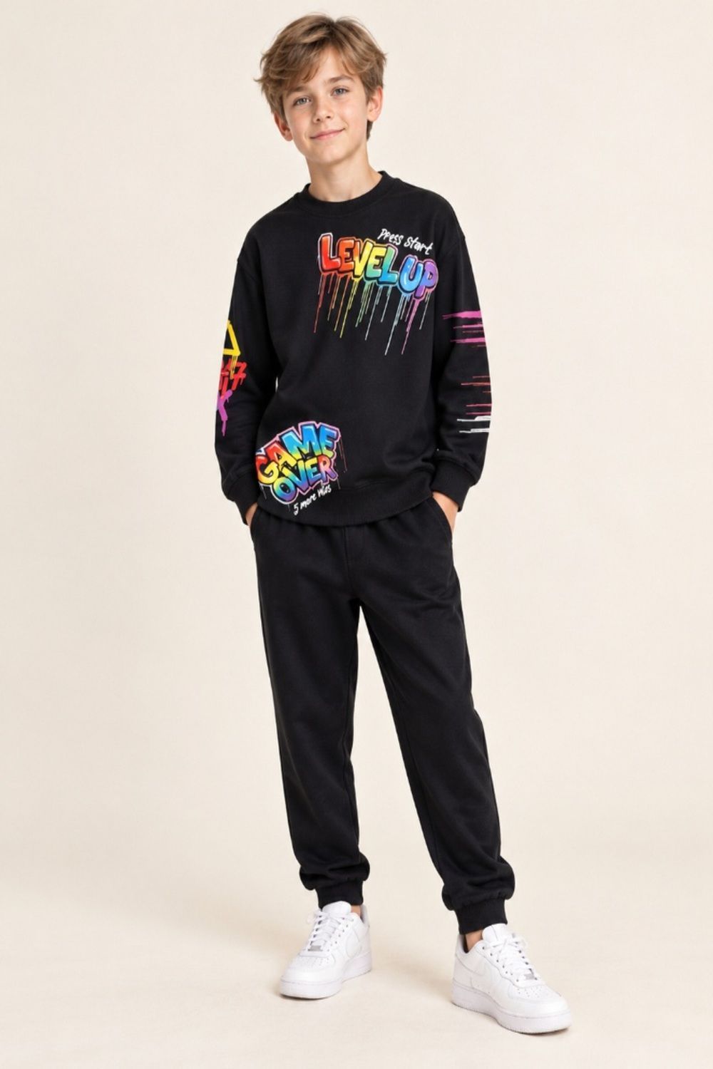 Rainbow Black Gamer Long Sleeve Pyjamas
