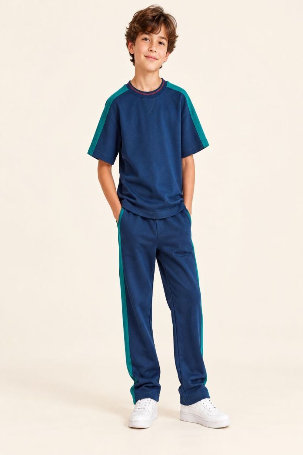 Blue Side Stripe Short Sleeve Jogger Pyjamas