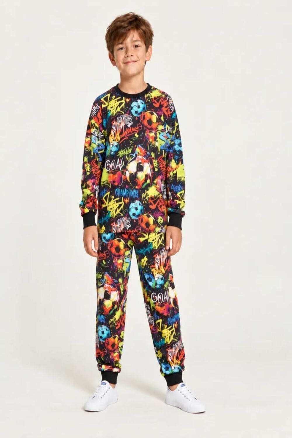 Black Grafiti Single Long Sleeve Leg Pyjamas