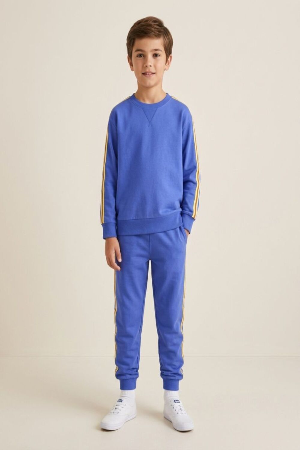 Blue Side Stripe Long Sleeve Jogger Pyjamas